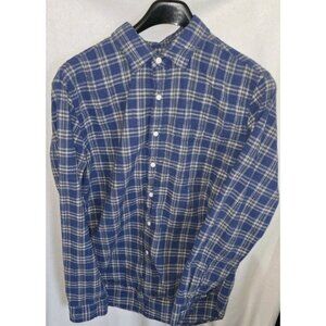 American Eagle Shirt Mens Large Blue Plaid Long Sleeve Button Up Pocket Cotton
